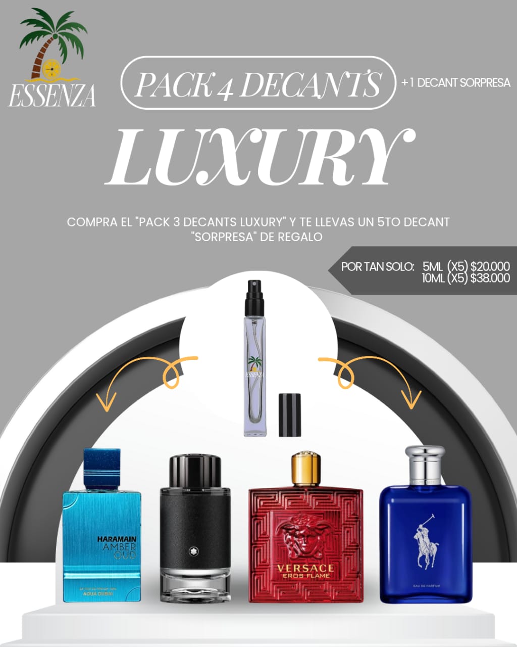 PACK 4 DECANTS LUXURY + 1 DECANT DE REGALO